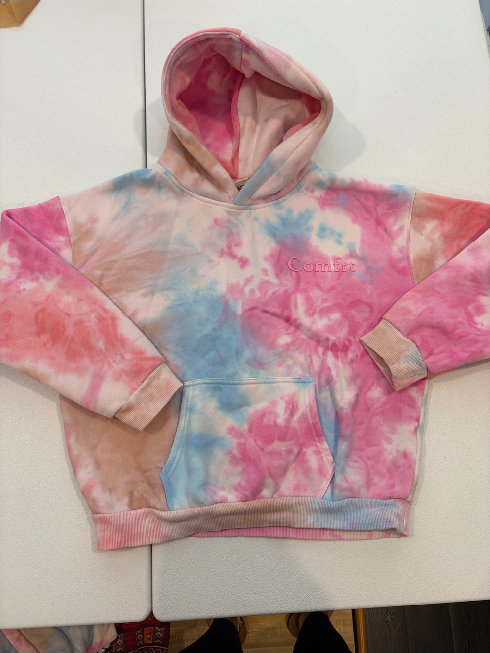 Comfrt Kids Tie-Dye Pullover Hoodie in Pink, Blue & Peach